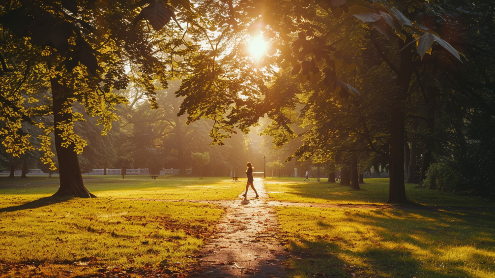 Person macht Spaziergang im Park
