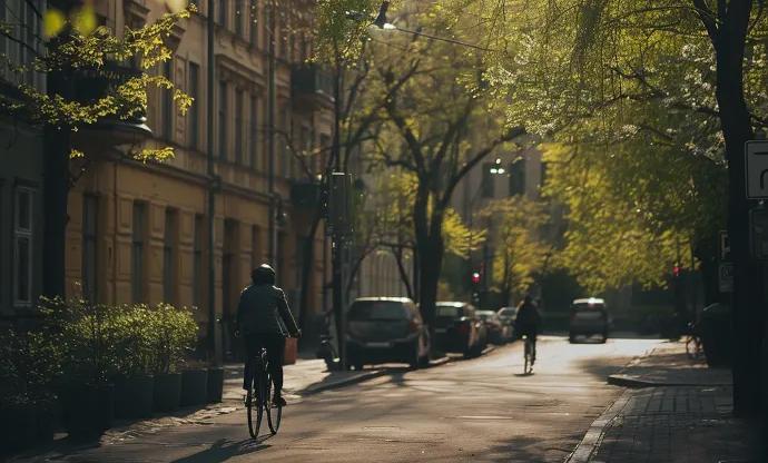 radfahrer in allee